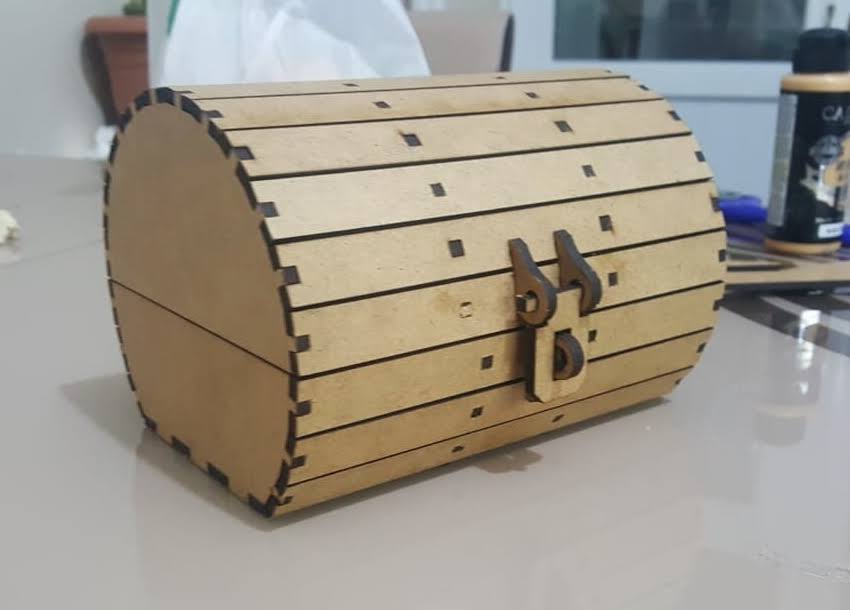 Barrel Wooden Box - 4mm Laser Cut Files | SVG, DXF, CDR | Instant Download