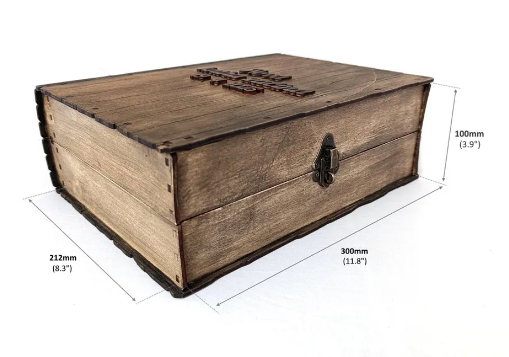 Book Box - Laser Cut Wedding Card Box, Lockable Wooden Book, Digital Files, 180 Open Design