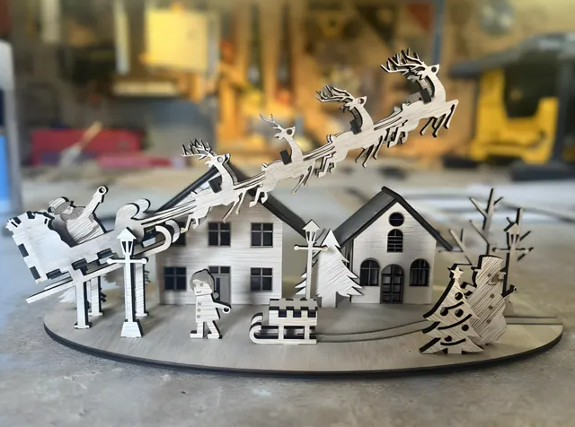 Christmas Village Laser Cut Candle Holder – 4mm Wood Cut File