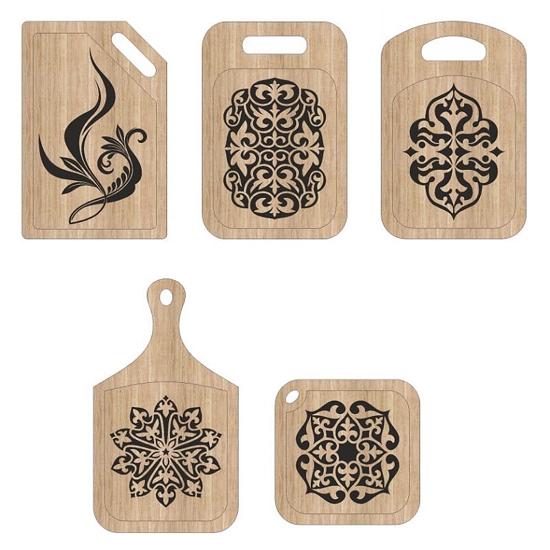 Cutting Boards with Fifty Engraving Designs - Laser Cut Files (CDR, DXF, SVG) | Digital Download