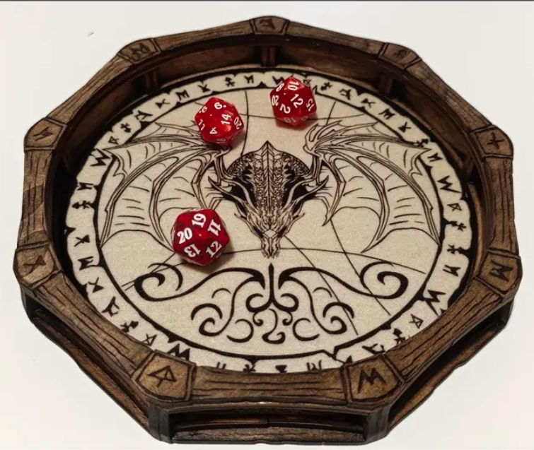 Dice tray. 3mm, 1/8inch, 3.6mm, 3.8mm, 4mm, 4.5mm, 5mm. Laser cut files SVG, PDF, CDR Digital product