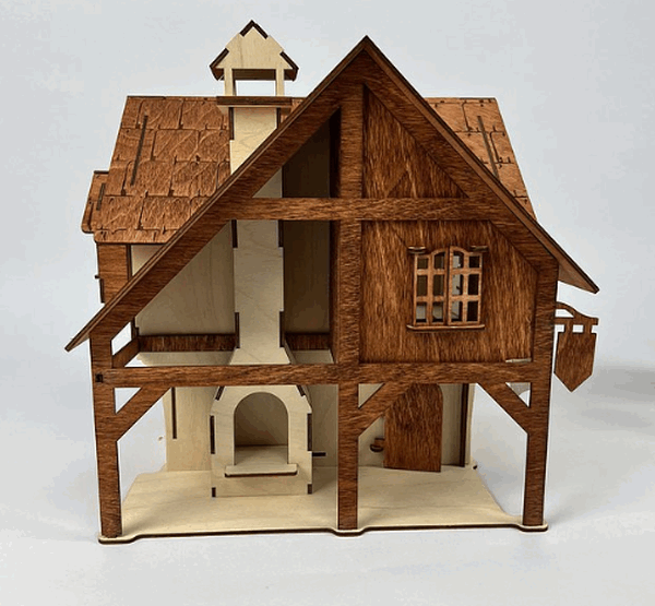 Model House 3D Puzzle - Laser Cut Files SVG, DXF, CDR Vector Plans Files Instant Download Laser Cut