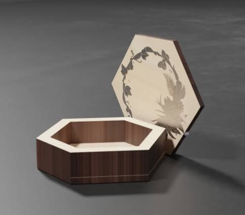 Hexagonal Wood Ring Box - Laser Cut Files | SVG, PDF, CDR | Perfect for Weddings