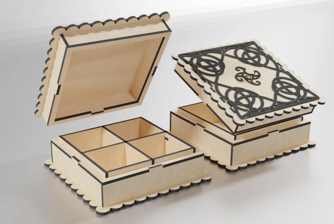 Jewelry Box Ver 1 - 4mm Laser Cut Files | SVG, PDF, CDR | Digital Download