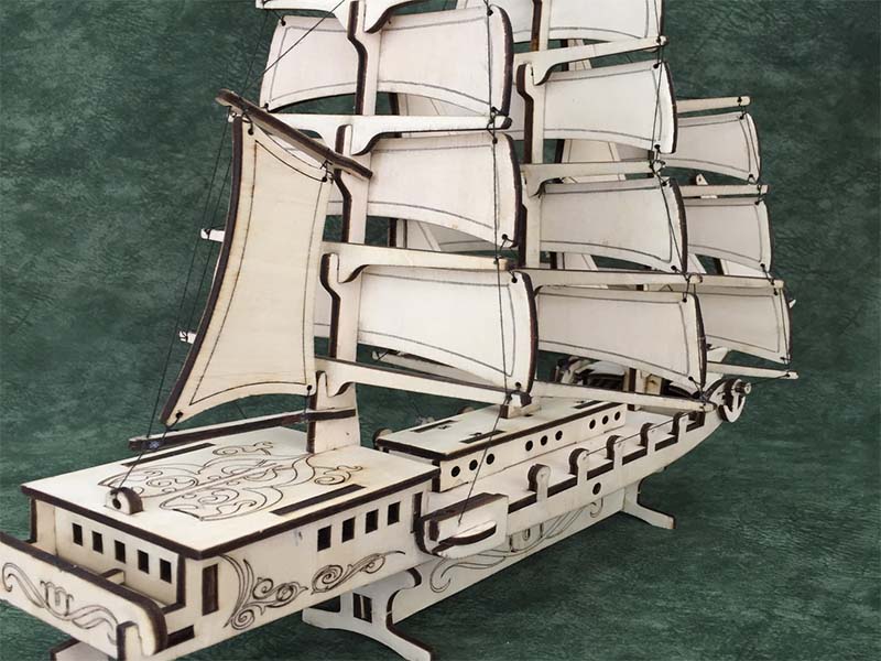 Laser Cut 3D Boat Wooden Model – CDR Vector File | Free Download