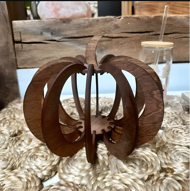 Pumpkin-Shaped Laser Cut Candle Holder – 4mm Wood Cut File
