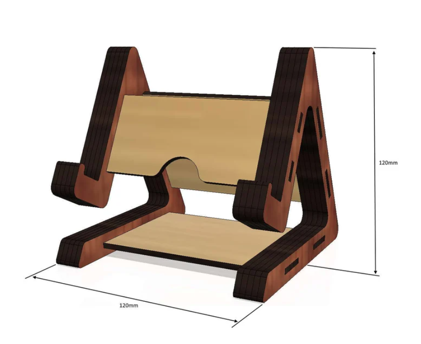 Tablet stand. 3mm, 1/8inch, 4mm, 5mm, 6mm, 1/4inch. Laser cut files SVG, DXF, CDR Digital product
