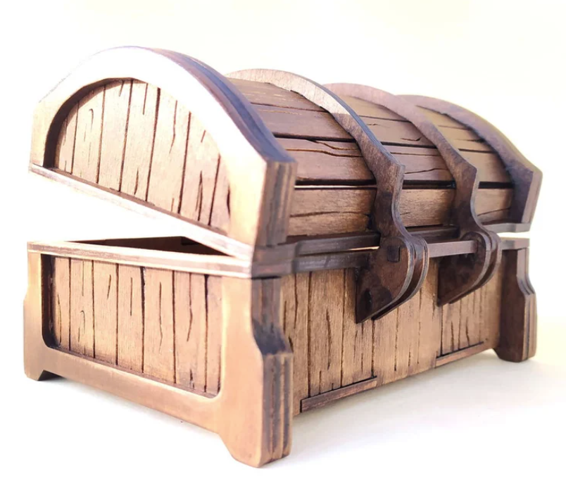 Treasure chest. 3mm, 1/8inch, 4mm, 4.5mm, 5mm. Laser cut files SVG, PDF, CDR Digital product