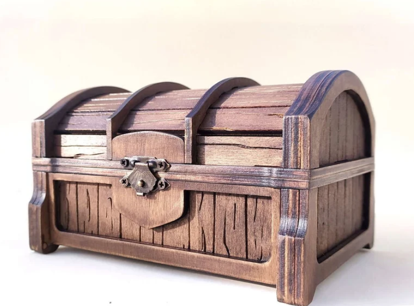 Treasure chest. 3mm, 1/8inch, 4mm, 4.5mm, 5mm. Laser cut files SVG, PDF, CDR Digital product