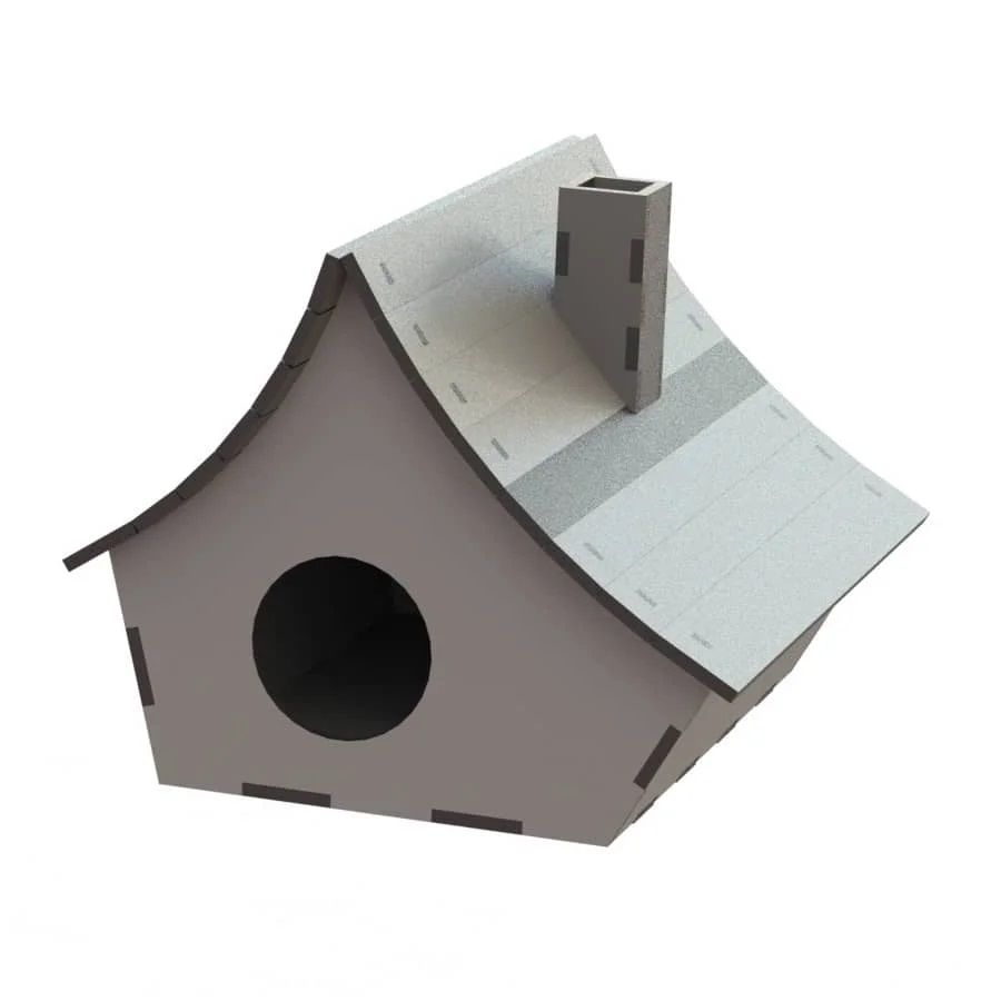 Wooden Birdhouse with Slat Curved Roof - Laser Cut Files (CDR, DXF, SVG) | Digital Download