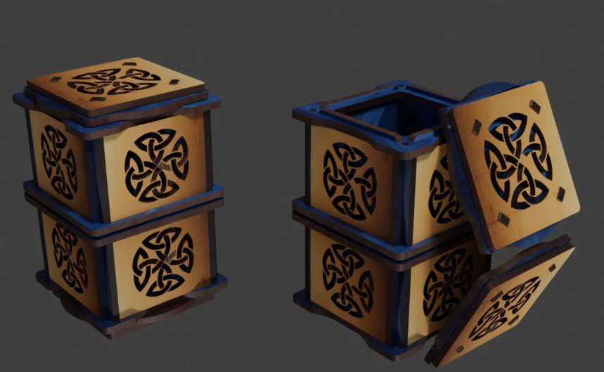Wooden Box Chest - Treasure Box - 4 mm Laser Cut Files SVG CDR DXF Instant Download