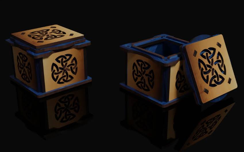 Wooden Box Chest - Treasure Box - 4 mm Laser Cut Files SVG CDR DXF Instant Download
