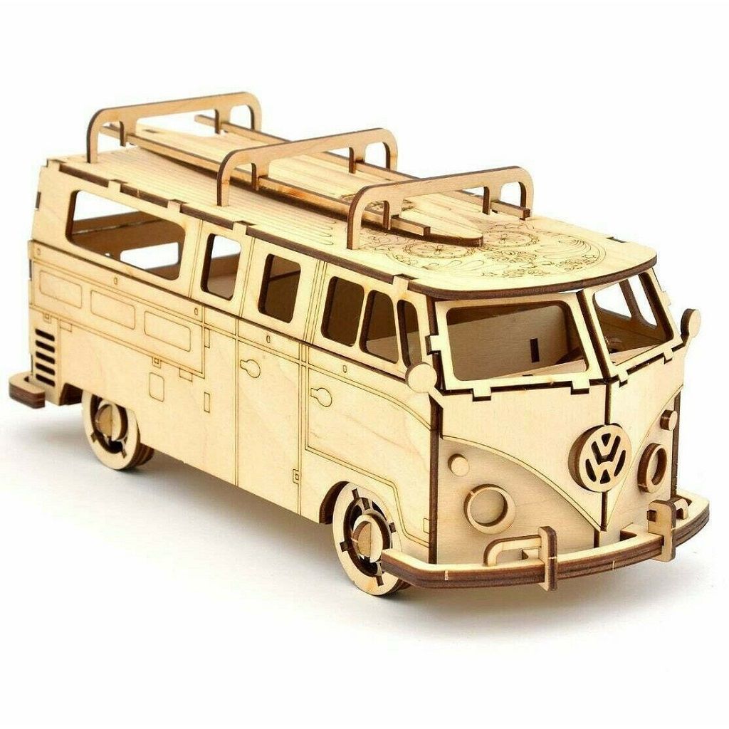 Wooden Model Van with Surfboard - Laser Cut Files (CDR, DXF, SVG) | Digital Download